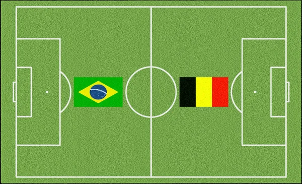 比利时在足球上有两个国家的旗帜 — 图库照片