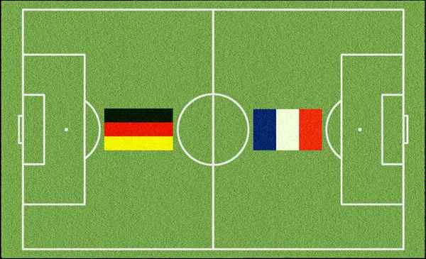 Soccer game France vs Germany with flags