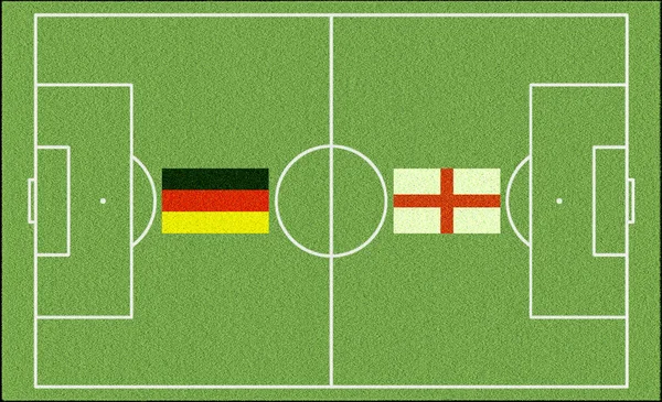 足球比赛英国德国与旗子 — 图库照片