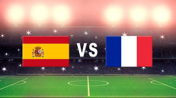 西班牙与法国在橄榄球体育场 — 图库照片