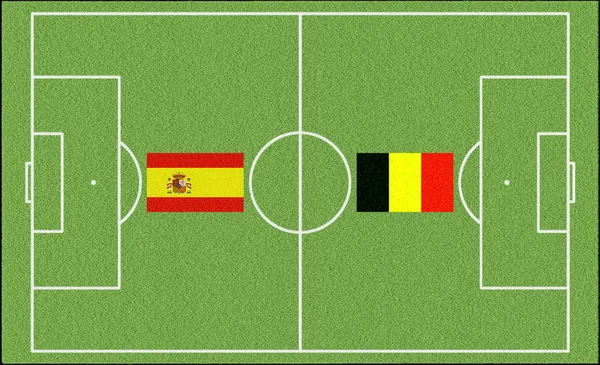 Football Match Spain Belgium Lawn — Stock Photo, Image