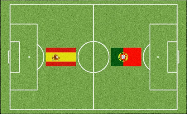 足球比赛西班牙 葡萄牙草坪 — 图库照片