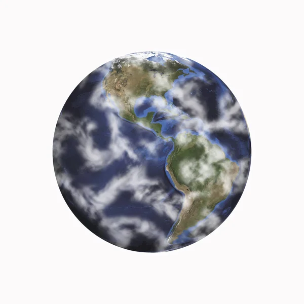 Białym Tle Planety Ziemia Chmury Ameryce Białym Tle — Zdjęcie stockowe