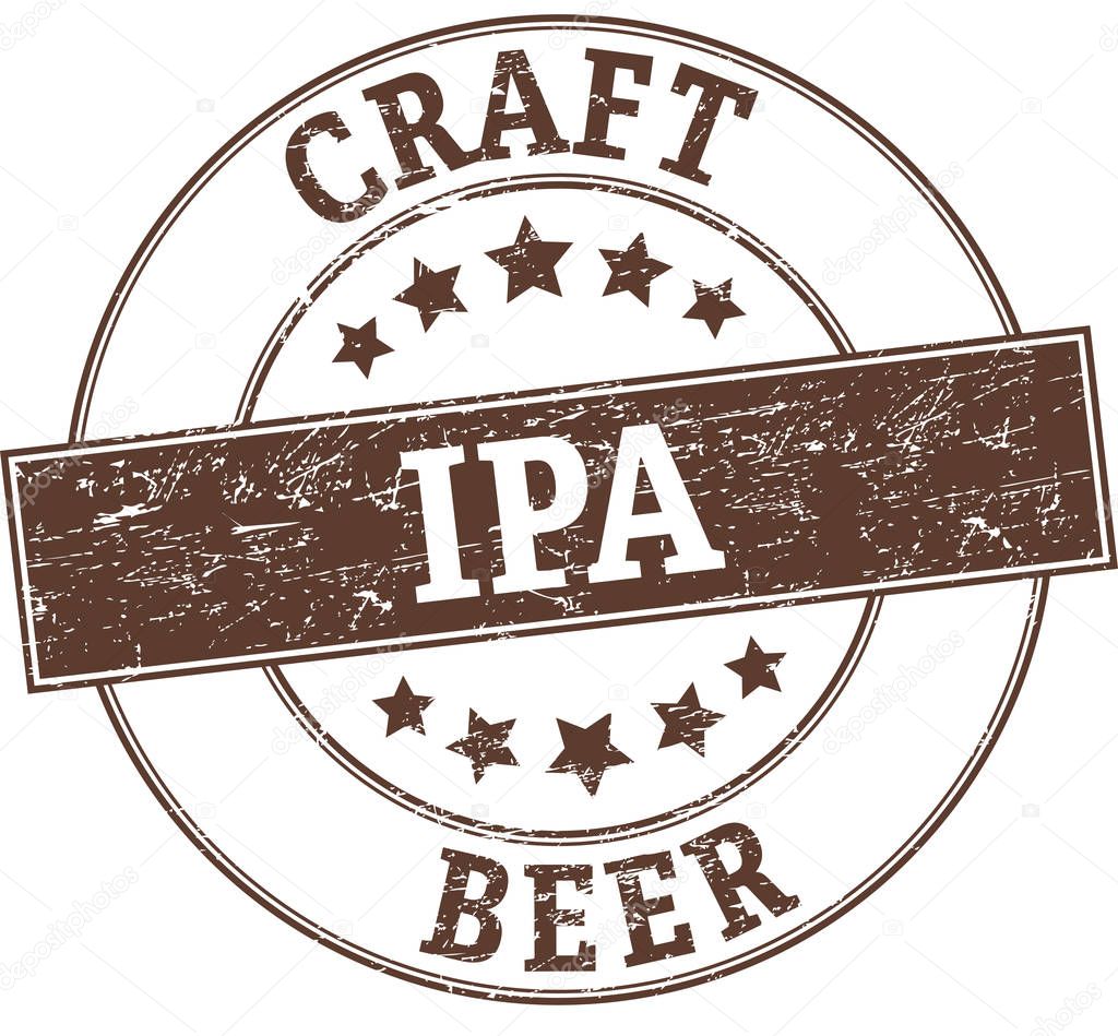 Grungy round beer stamp with stars