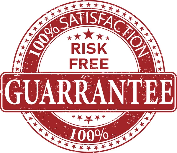 Risikofrei 100% garantierte runde texturierte Gummimarke — Stockvektor