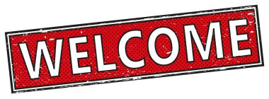 Kırmızı hoş geldiniz kare grunge web işareti illüstrasyon