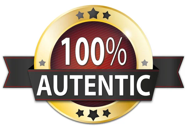 100% autentic goud metallic ronde zegel badge — Stockvector