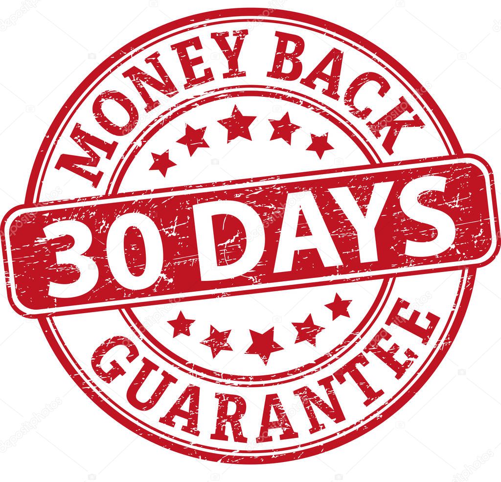 30 days money back guarantee round textured rubber stamp
