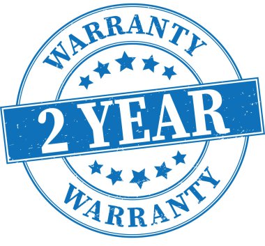 2 yıl garanti grungy yuvarlak lastik damgası illüstrasyon mavi