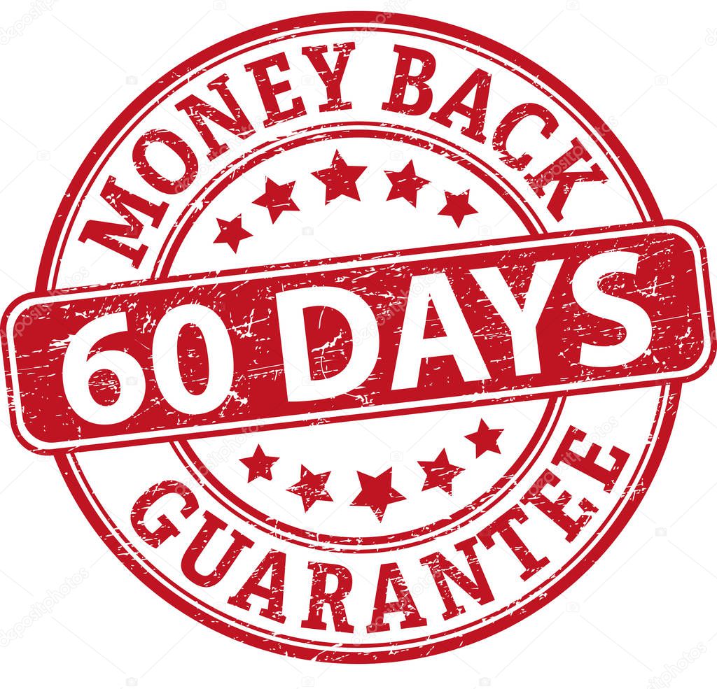 60 days money back guarantee round textured rubber stamp