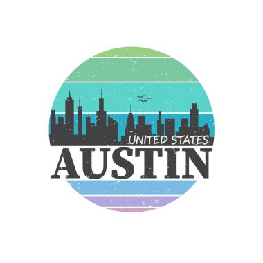 Austin Texas Skyline Hediyelik Eşya Seyahat Vektör Sanat Tasarımı Turizmi