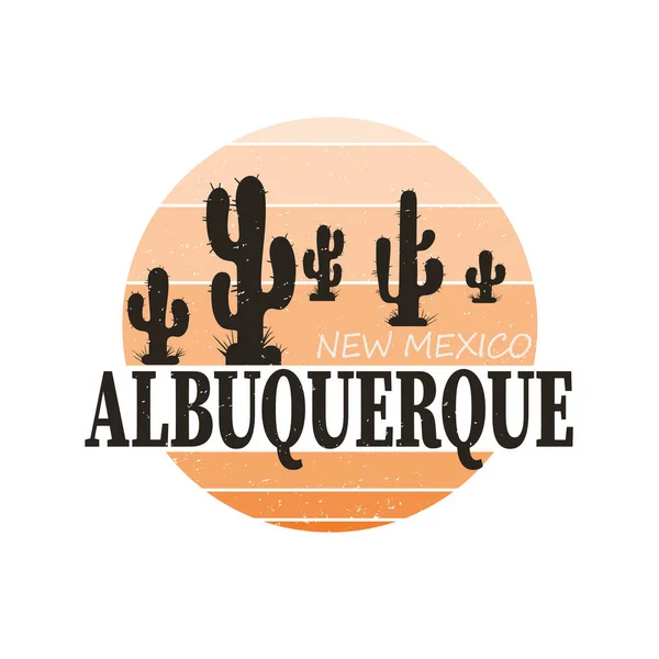 Albuquerque New Mexico Skyline Souvenir Travel Vector Art Design Tourism — 스톡 벡터