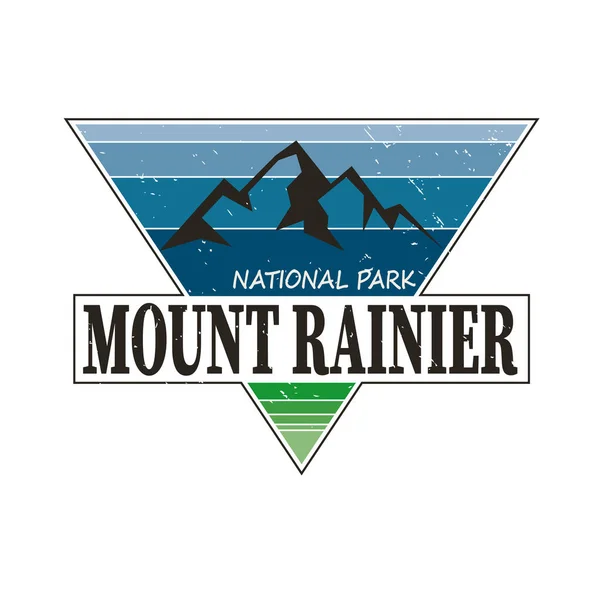 Dolambaçlı mavi vektör amblemi. Rainier Dağı Ulusal Parkı, Usa Açık Hava Macera Resimleri.