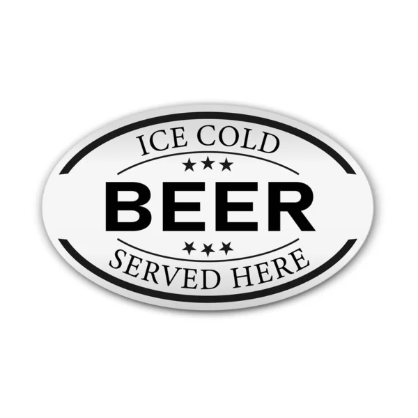 Ice cold Beer oval paper vintage stamp on a white background — Stock Vector