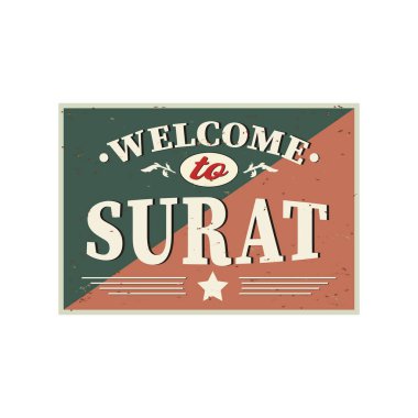 Surat Hindistan 'a hoş geldiniz - Beyaz arka planda eski bir tebrik kartı