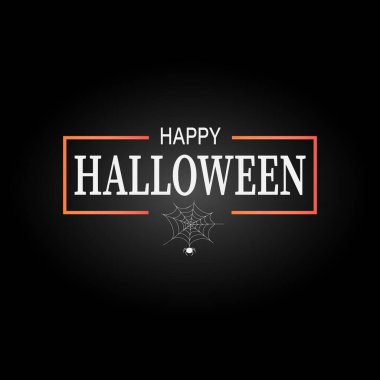 Siyah arkaplanlı örümcekli Cadılar Bayramı mesajınız kutlu olsun, Vektör.