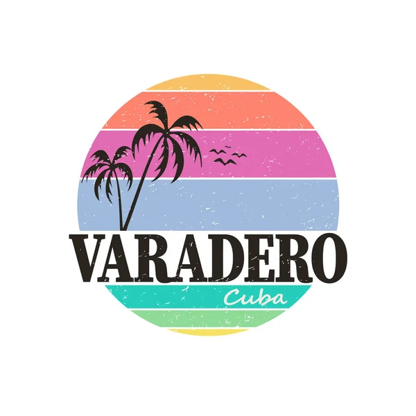 Varadero cuba tropische graphic voor t shirt print op een witte achtergrond — Stockvector