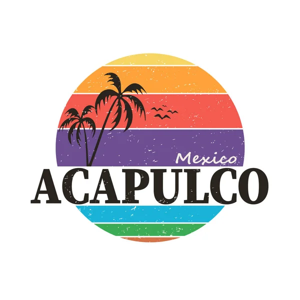 Acapulco México - icono vectorial redondo, diseño de emblema sobre fondo blanco — Vector de stock