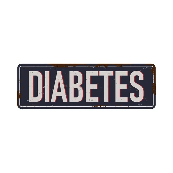 Grungy roestig metaal sigen Diabetes vector illustratie. Mellitus diabetes Abstract medisch teken, banner voor de gezondheidszorg. — Stockvector