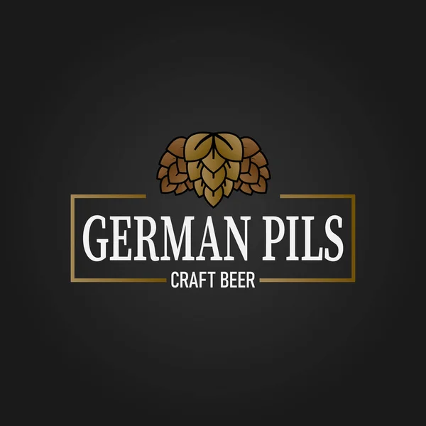 Prémium német pils pilsener kézműves sör lable web jelvény ikon — Stock Vector