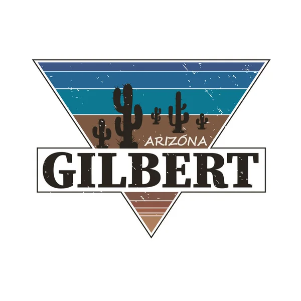 Emblema de turismo Gilbert Arizona ou etiqueta adesiva. Isolado em branco. Produto de varejo de férias para impressão ou web . — Vetor de Stock