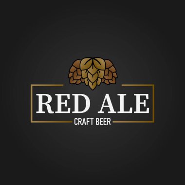 Red Ale bira üreten şirket logosu tasarım şablonu konsepti siyah arkaplan üzerine