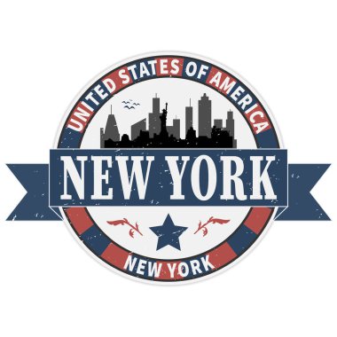 Grunge lastik damgası ile new york, new york city, vektör çizim adı