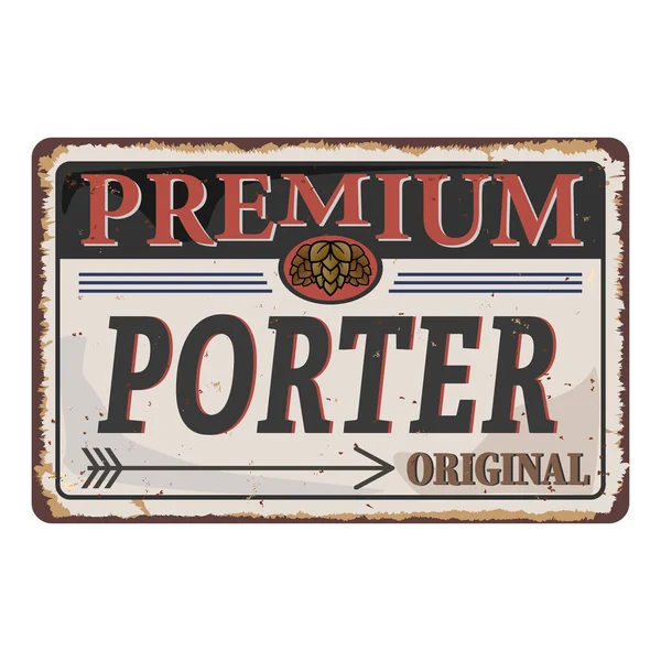 Vintage portier bierposter in grunge stijl. Vectorillustratie. — Stockvector