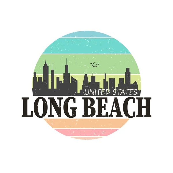 Long Beach teken of stempel op witte achtergrond, vectorillustratie — Stockvector