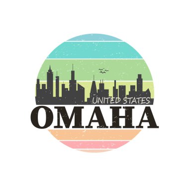 Grunge lastik damgası veya Omaha, Nebraska içinde yazılı metin etiketi vektör çizim