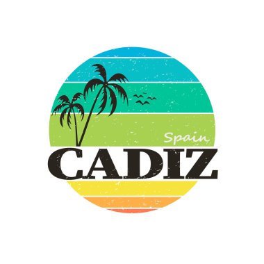 Düzenlenebilir vektör dosyasında beyaz arkaplanda Cadiz palmiye damgası