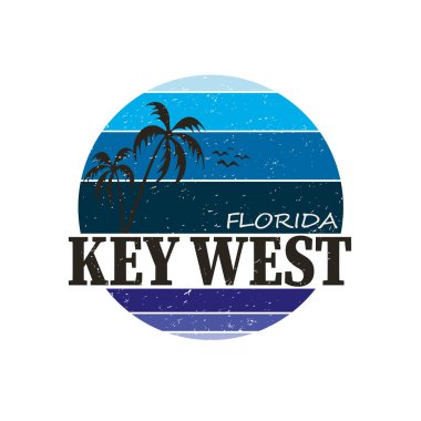 Key West seyahat rotası. vektör gömleği logosu