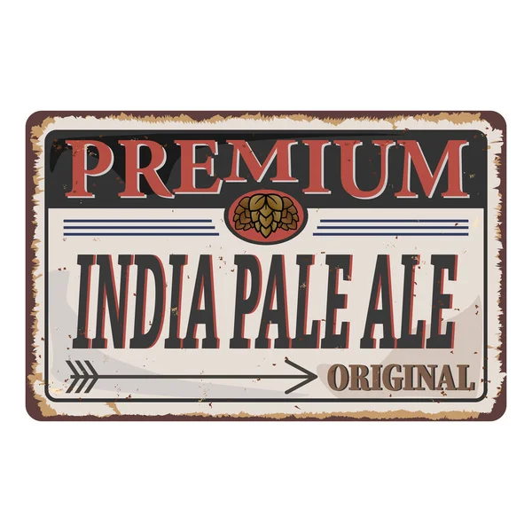 Ipa oder india Pale Ale Abzeichen oder Etikett. Craft-Beer-Vektordesign mit Weizen- oder Gerstenkranz und Hopfen. — Stockvektor