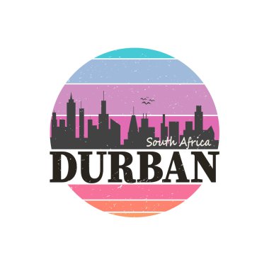Durban Güney Afrika Düz Simge Skyline Siluet Tasarım Şehri Vektör Sanatı