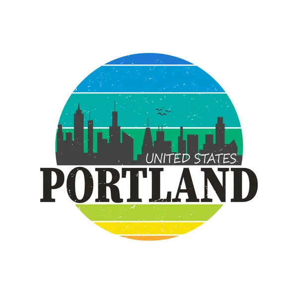 Portland Oregon Skyline Souvenir Travel Vector Art Design Toerisme — Stockvector