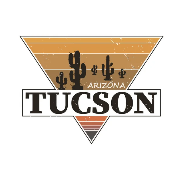 Paisaje de Tucson Arizona. Diseño de vectores de camiseta y prendas de vestir, impresión, tipografía, póster, emblema — Archivo Imágenes Vectoriales