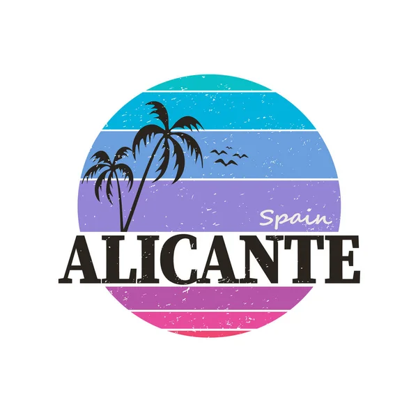 Alicante Spagna - Distintivo logo disegno t-shirt illustrazione vettoriale — Vettoriale Stock