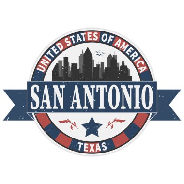 Grunge lastik damga adı san antonio, Teksas vektör çizim ile