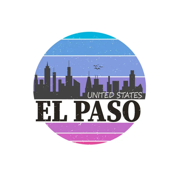El Paso, en diseño de póster colorido insignia de camiseta — Archivo Imágenes Vectoriales