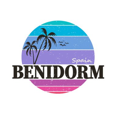 Grunge lastik damga metni benidorm, vektör çizim ile