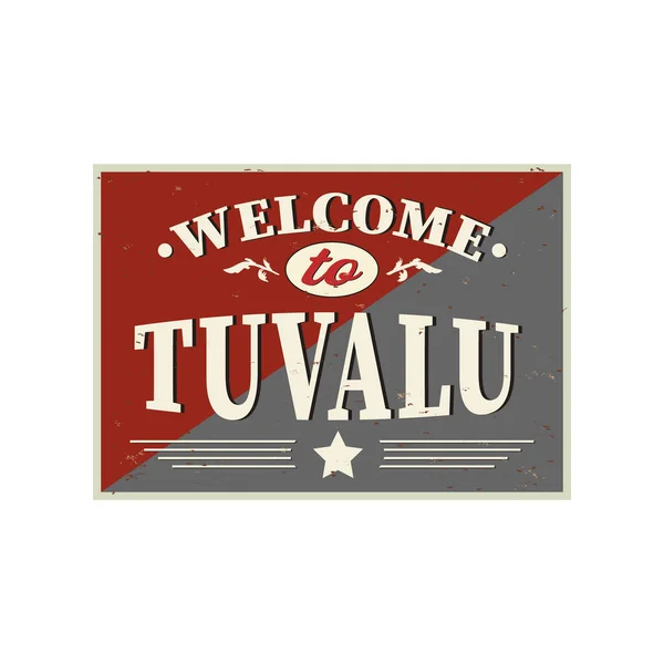 Welcome to Tuvalu vintage poster greeting card vector design — Stock Vector