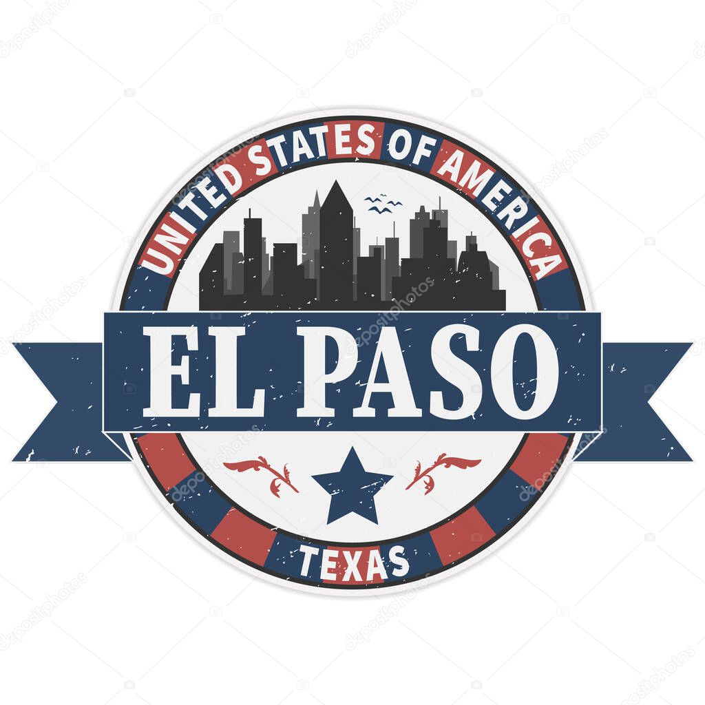 El Paso Texas Travel Stamp Icon Skyline City Design Tourism
