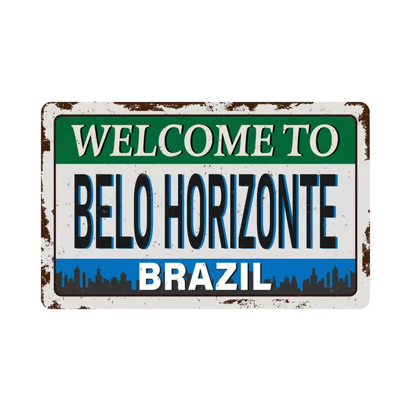 BRAZIL brazil belo horizonte Vintage blank rusted metal sign Vector Illustration on white background — Stock Vector