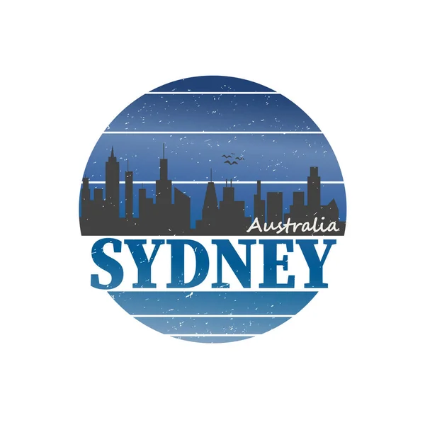 Сидней город путешествия назначения. логотип векторной рубашки на белом фоне — стоковый вектор