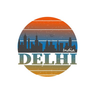 Delhi, Hindistan. Delhi harf dizaynı. Delhi tişörtü, kartpostal, poster için mesaj. İzole vektör illüstrasyonu.