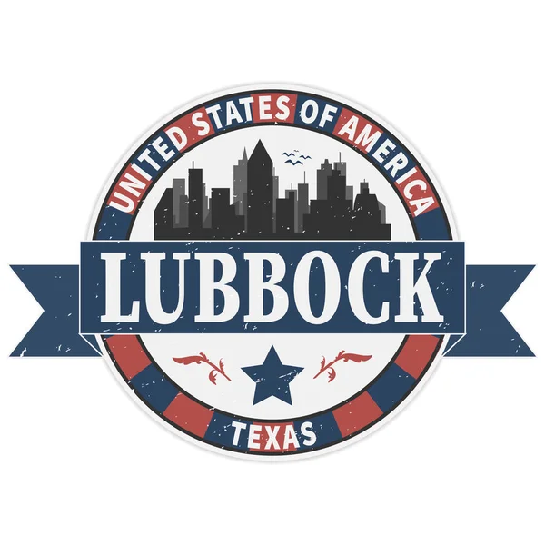 Lubbock Texas USA Icono de sello redondo Skyline City Design — Archivo Imágenes Vectoriales