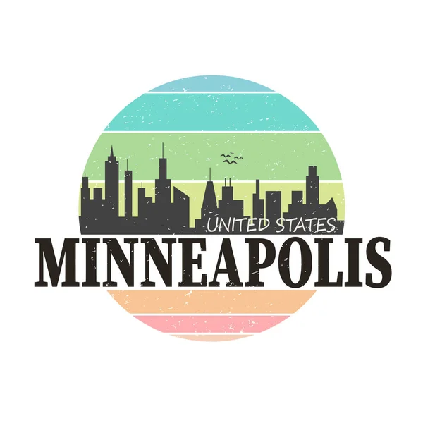 Minneapolis bestemming merk logo badge vector cartoon — Stockvector