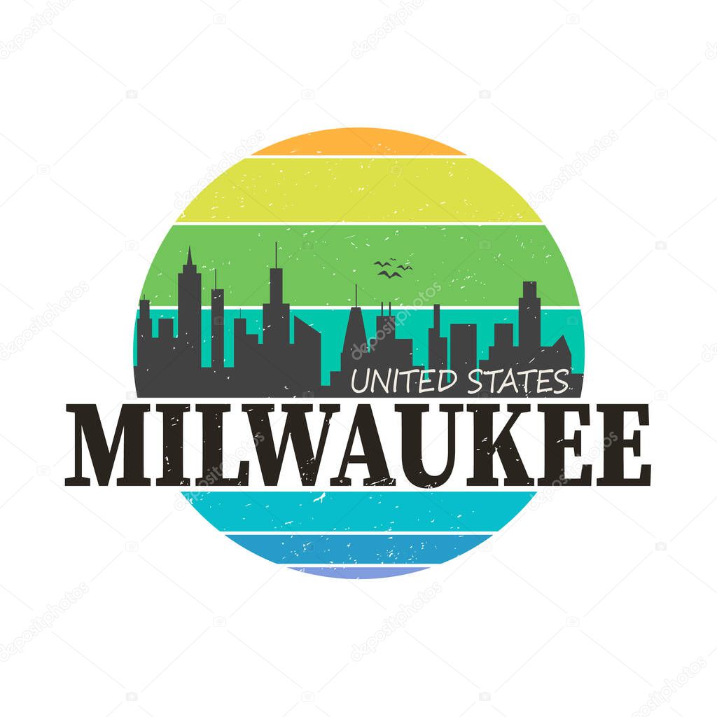 Milwaukee city logo in colorful vector shirt design.