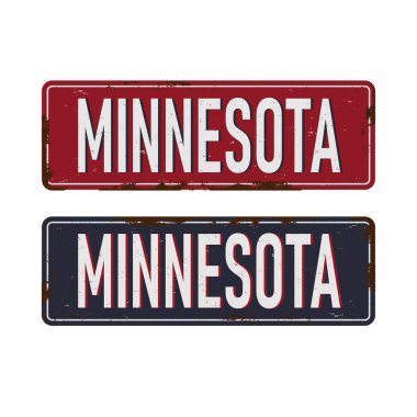 Minnesota vintage paslı metal oturum vektör çizim, beyaz bir arka plan