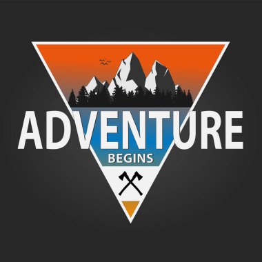 Macera başlıyor - dekoratif amblem üç melek tişört logosu tasarımı